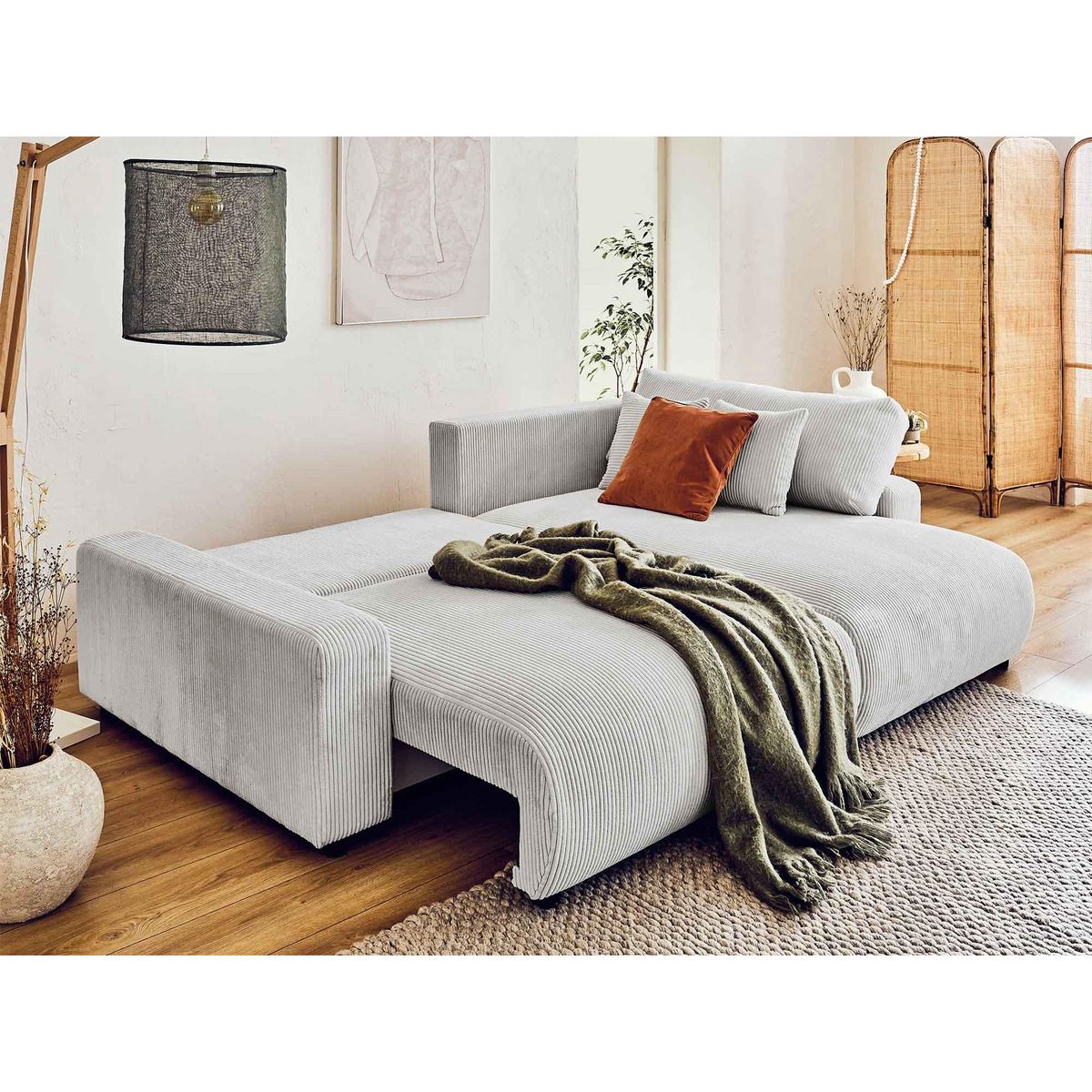 LISA DESIGN Pivoine - canapé d'angle réversible - 4 places - convertible avec coffre - en velours côtelé