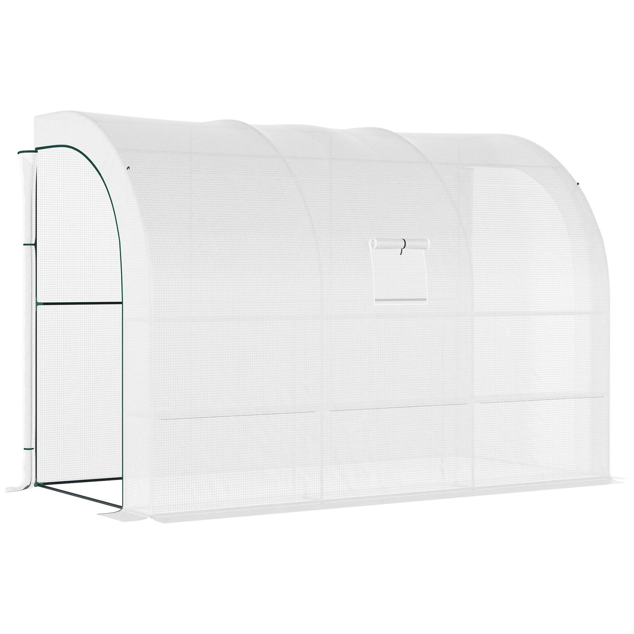 OUTSUNNY Serre de jardin adossée 2 étagères incluses porte fenêtre blanc