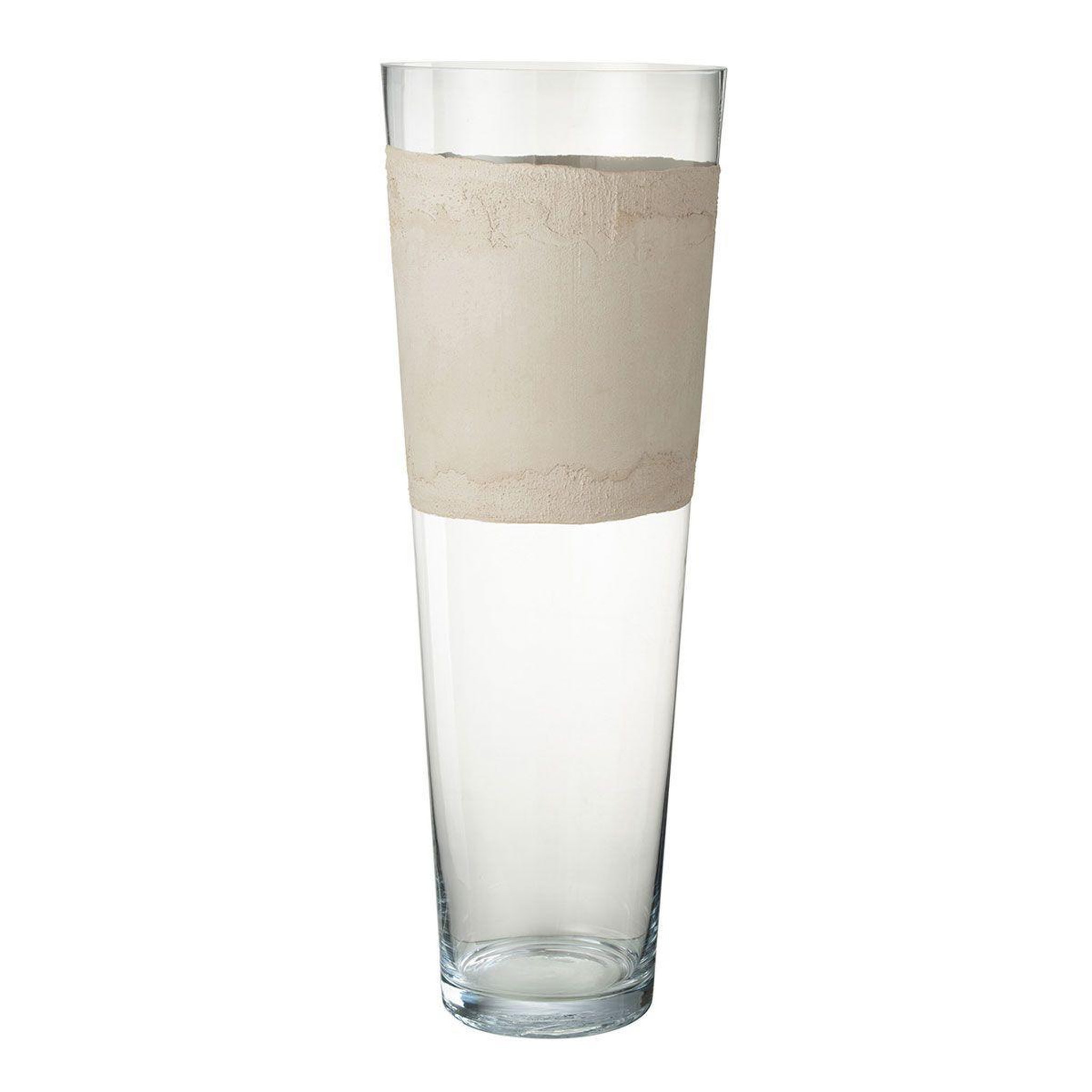 J-LINE Vase déco en verre  delph  70cm transparent & beige