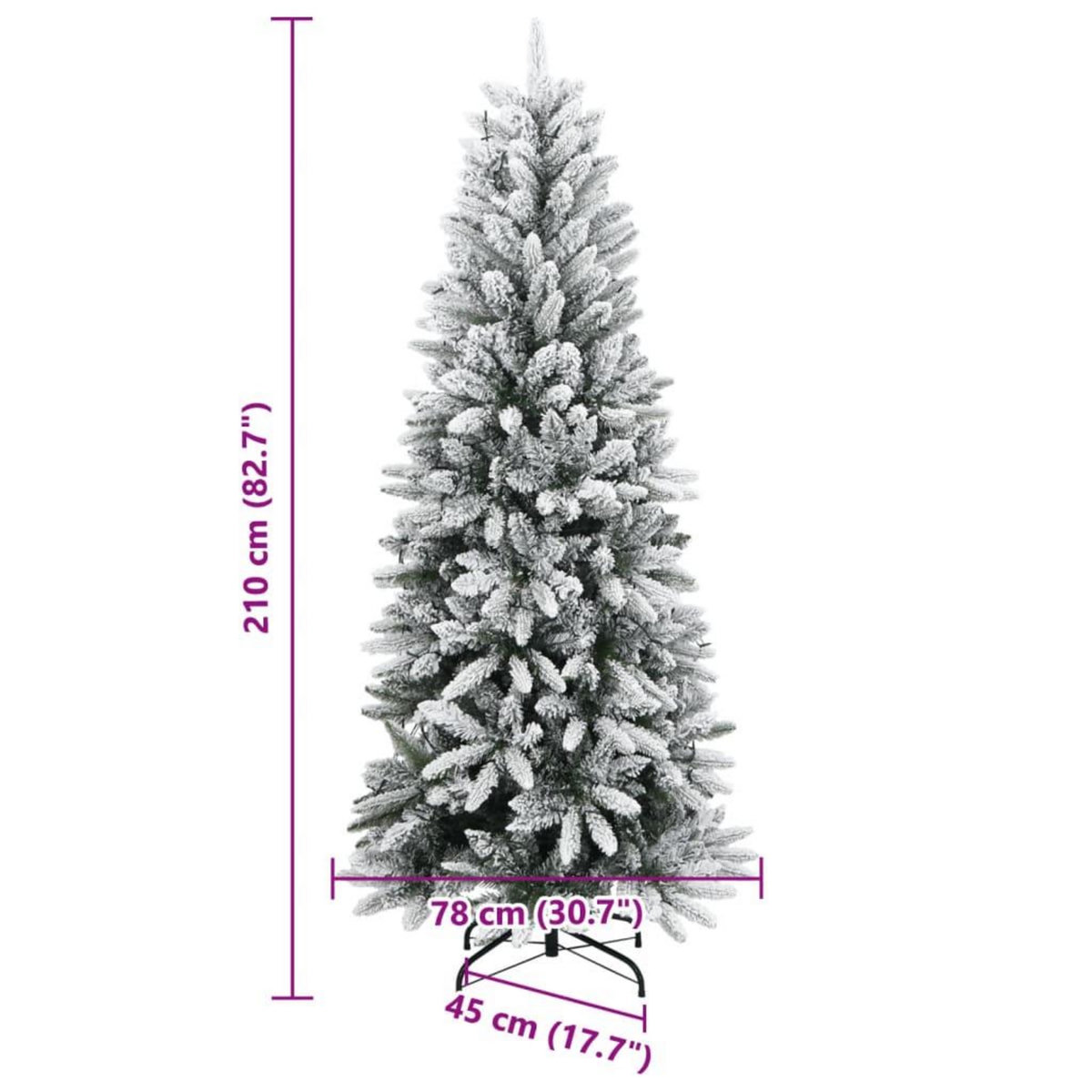 VIDAXL Sapin de Noël artificiel 300 LED et neige floquee 210 cm