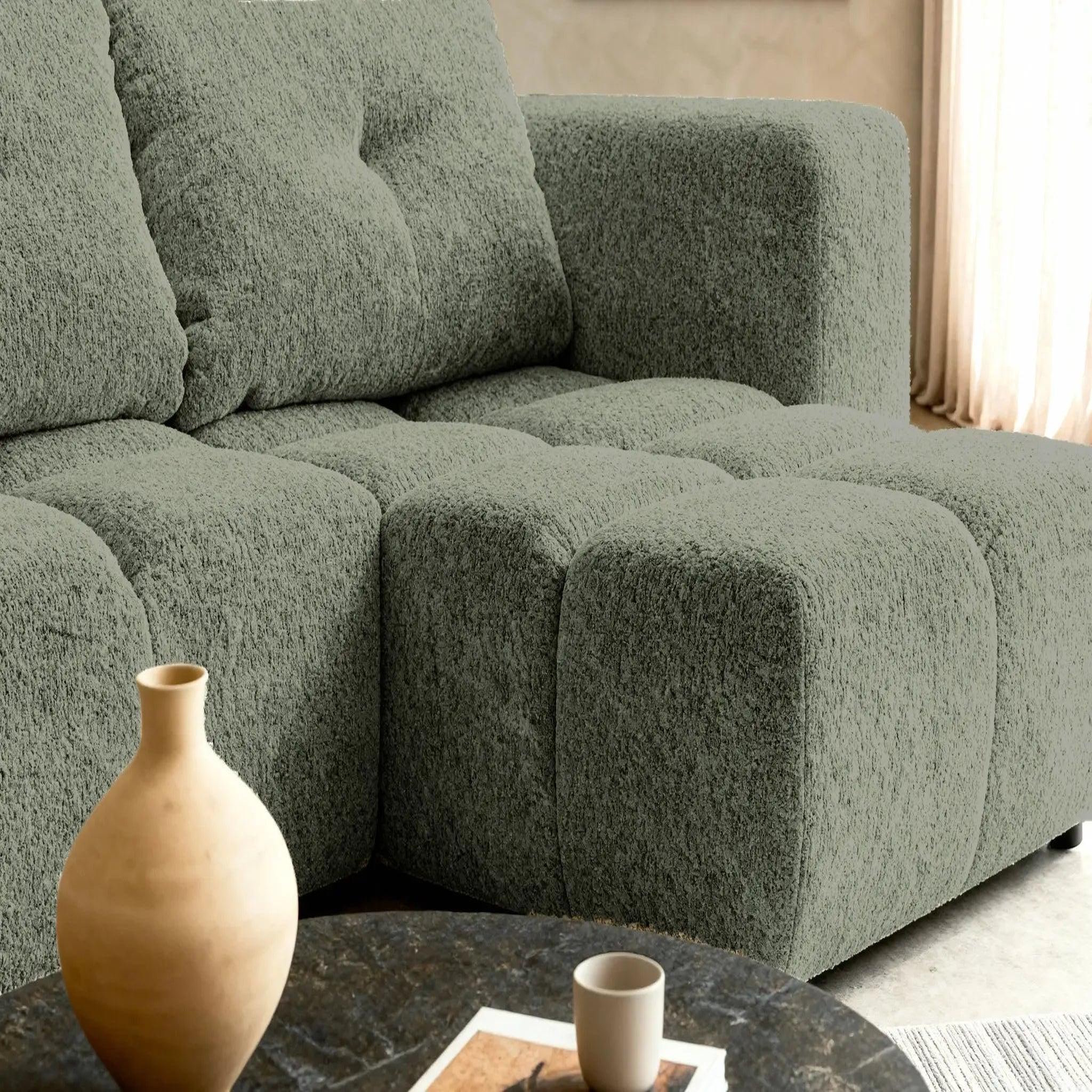 Voir la diapositive 5 : CASANOVA PARIS Romy mini - canapé d'angle convertible tissu chenille 2 places