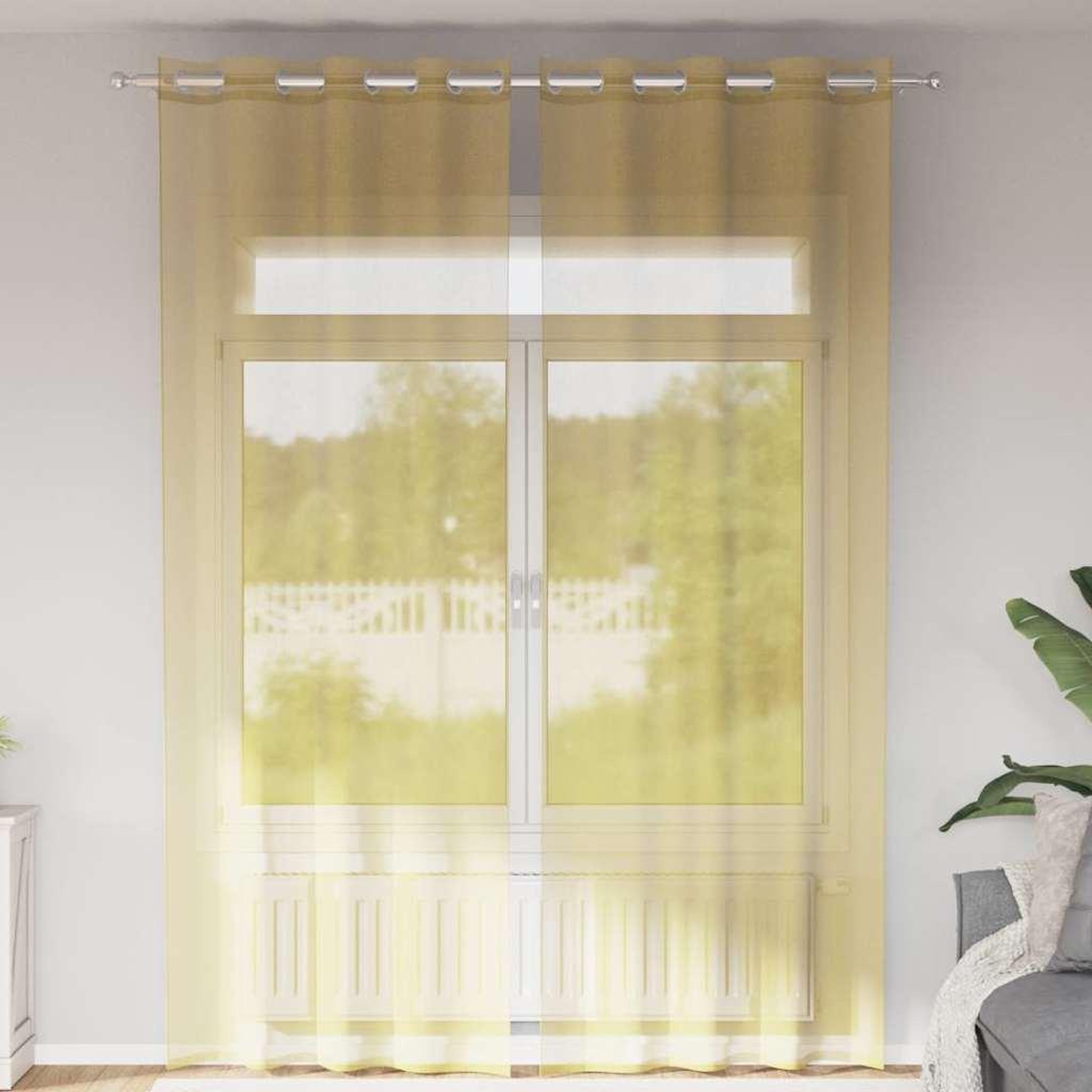 VIDAXL Rideaux en voile avec œillets 2 pcs jaune