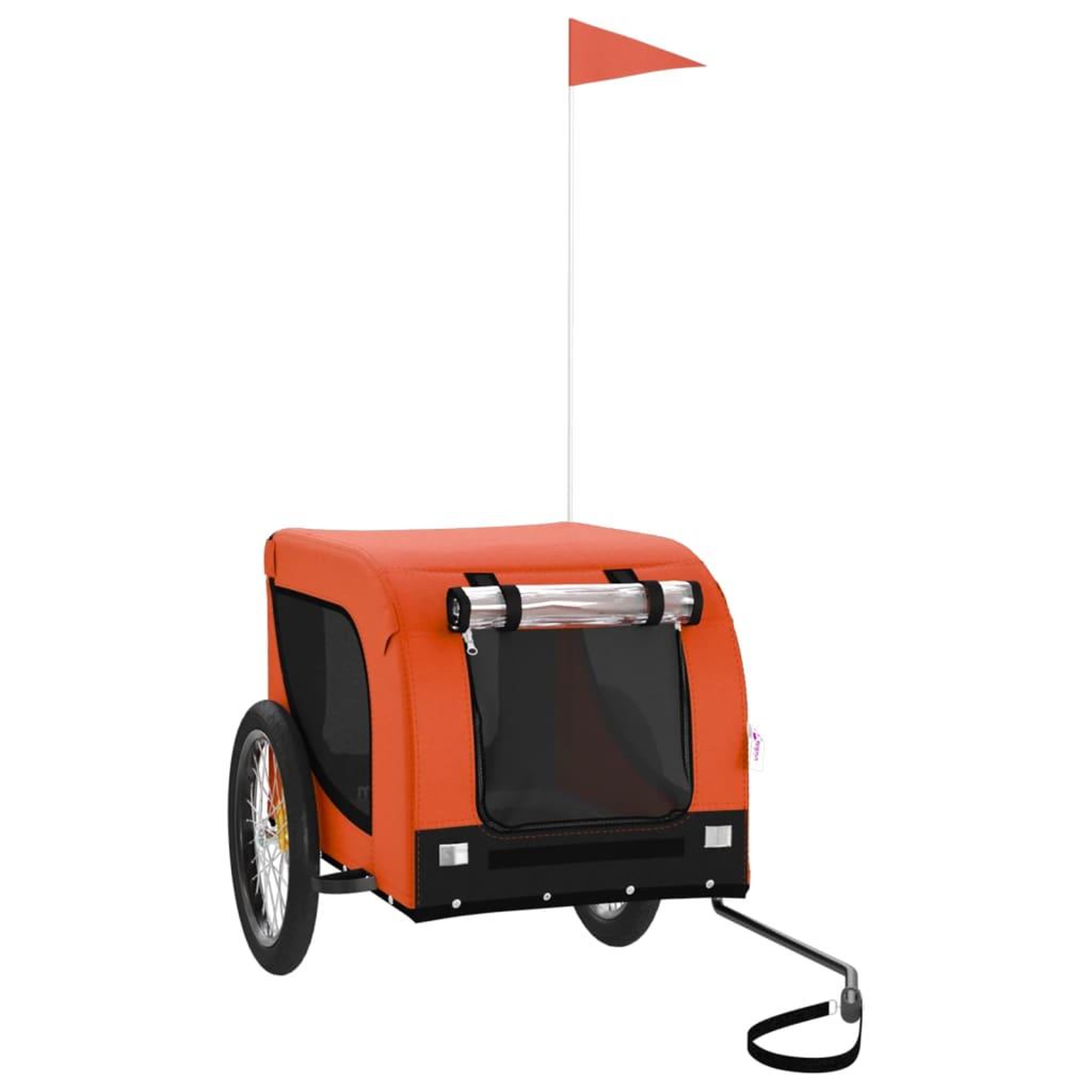 Voir la diapositive 2 : VIDAXL Remorque de velo pour animaux de compagnie orange et noir