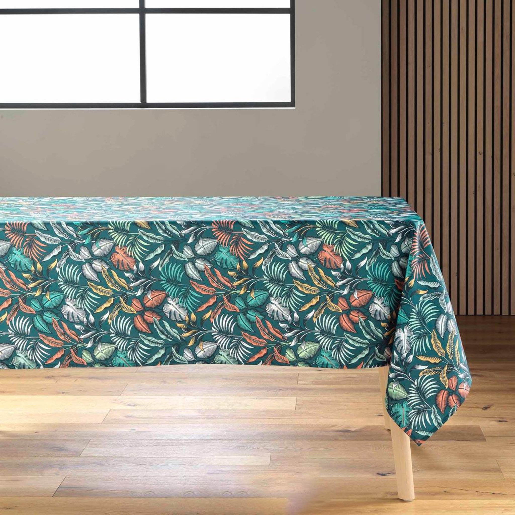 Douceur d'Intérieur Nappe antitache imprimé  stylis  145x240cm bleu