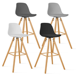 ID MARKET Lot de 4 tabourets de bar SARA mix color gris foncé, gris clair, blanc et noir