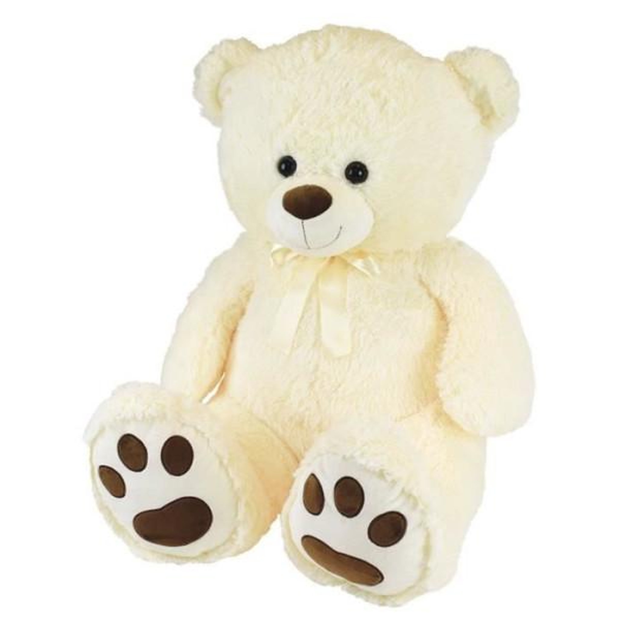 JEMINI Ours creme en peluche avec noeud +/- 100 cm - planet pluch - grand ours creme de 1 metre, irrésistiblement doux.