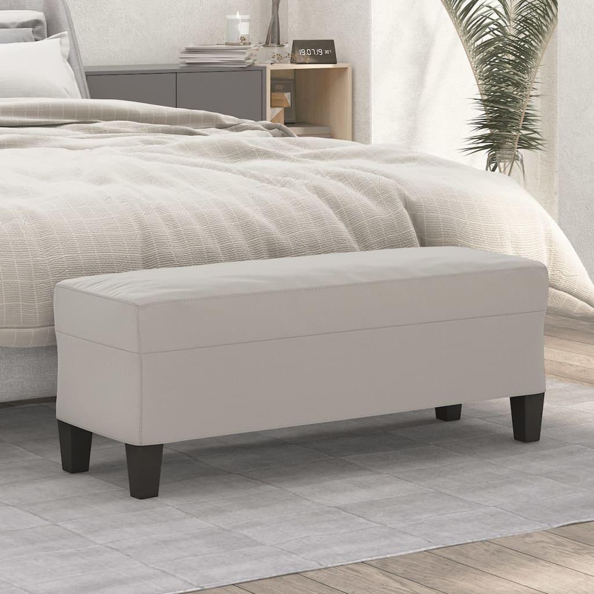 Voir la diapositive 1 : VIDAXL Banc Gris clair 100x35x41 cm Tissu microfibre