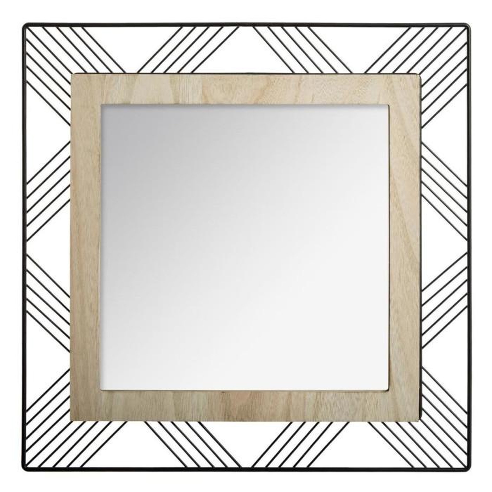 ATMOSPHERA Miroir Carré en Métal & Bois  Joe  45cm Noir