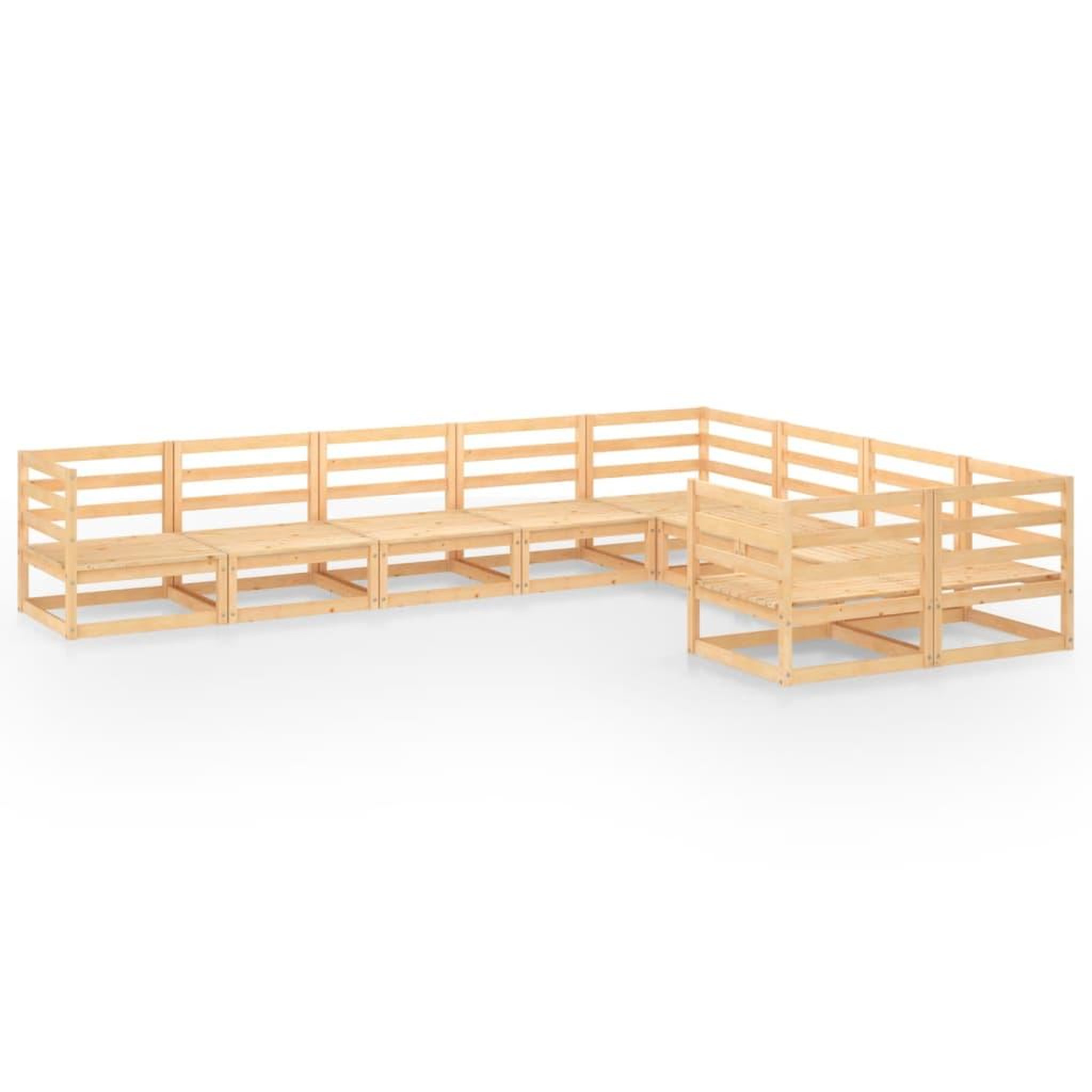 Voir la diapositive 2 : VIDAXL Salon de jardin 9 pcs bois de pin massif