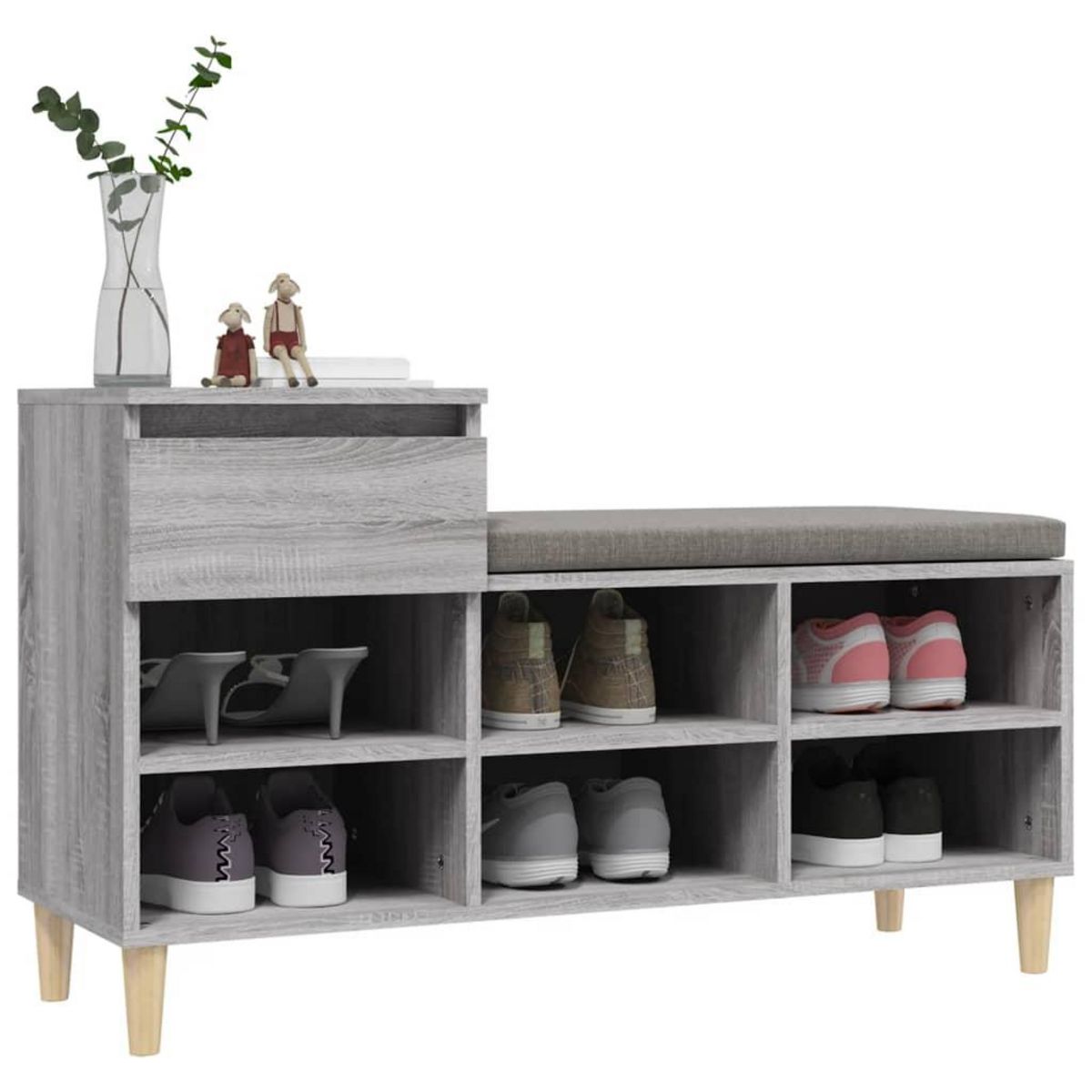 VIDAXL Armoire a chaussures Sonoma gris 102x36x60 cm Bois d'ingenierie