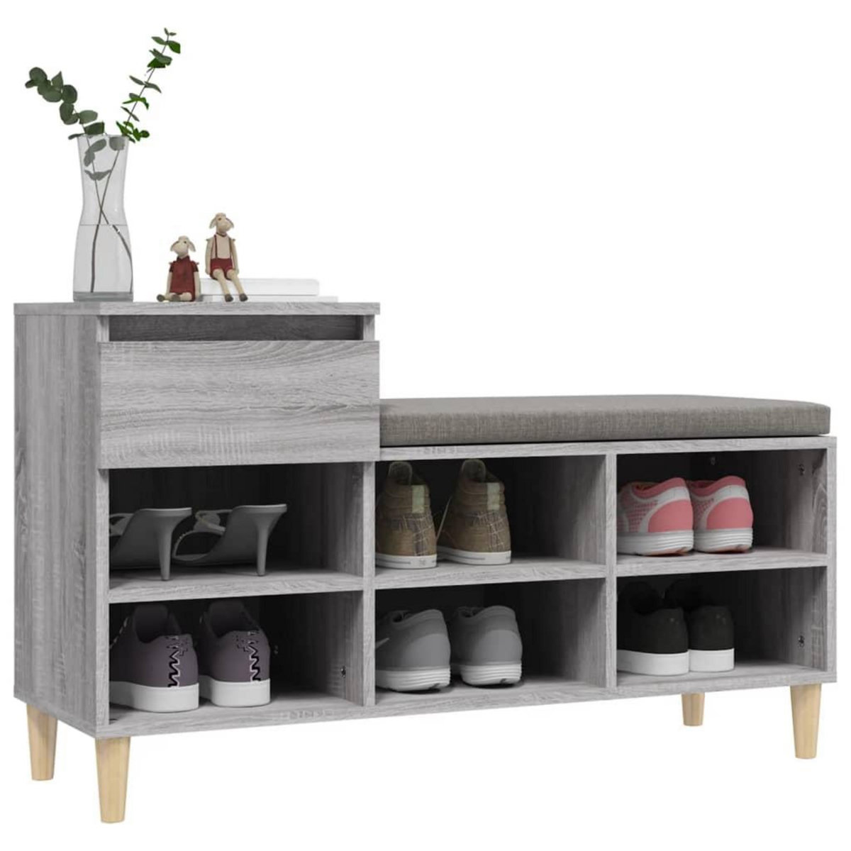 VIDAXL Armoire a chaussures Sonoma gris 102x36x60 cm Bois d'ingenierie