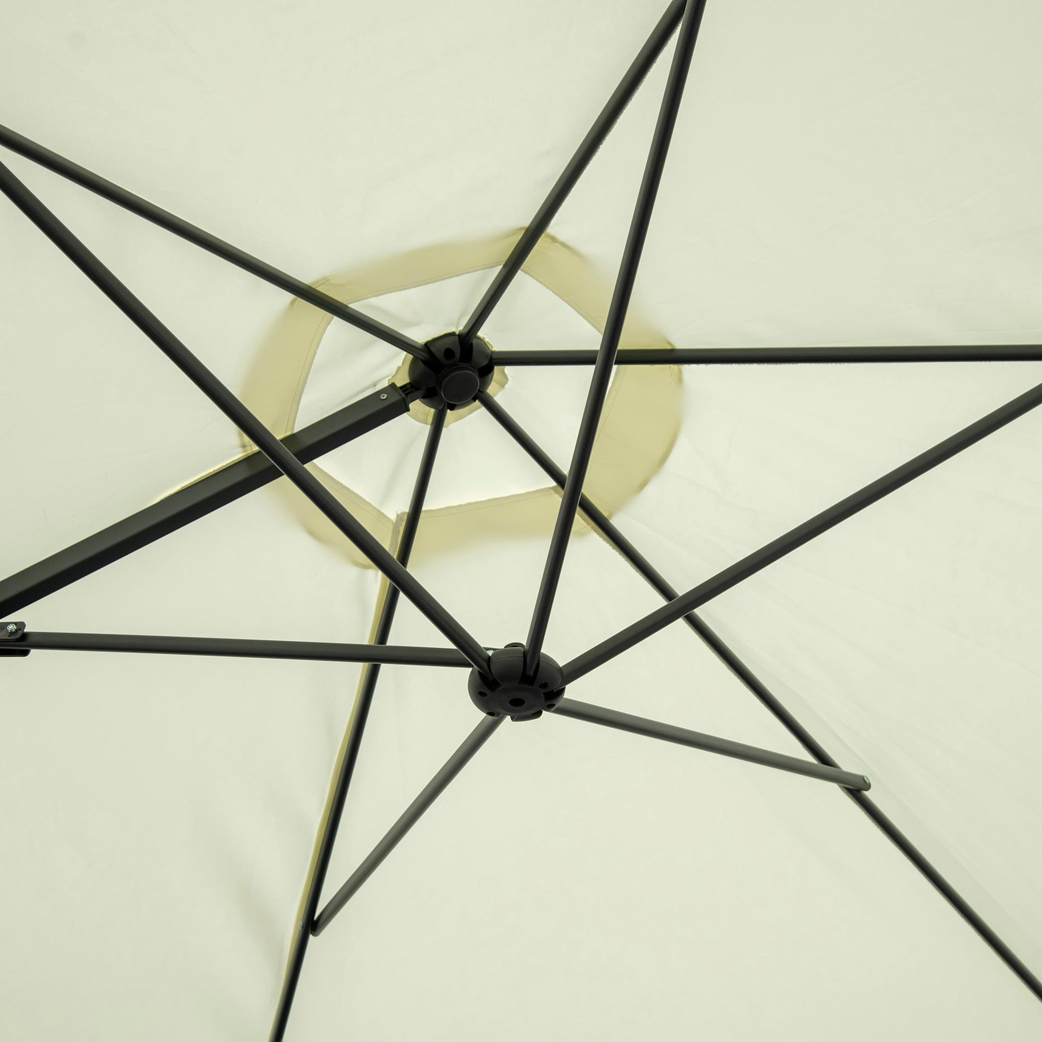 Voir la diapositive 4 : OUTSUNNY Parasol déporté octogonal Ø 256 cm mât en acier tissu haute densité beige