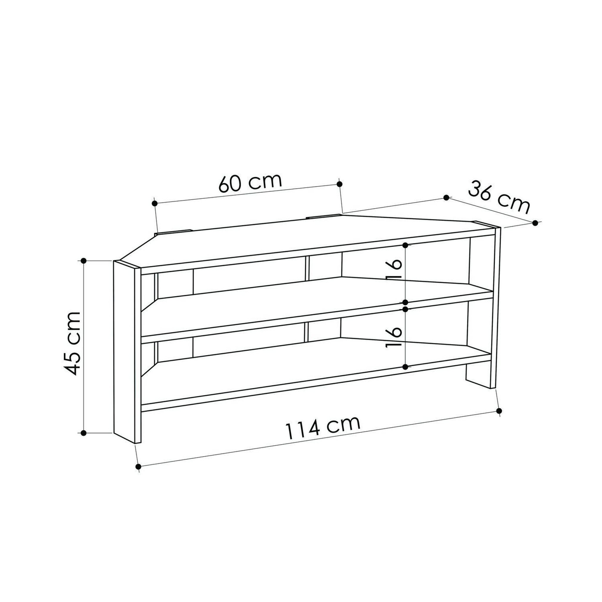 Voir la diapositive 3 : TOILINUX Meuble TV d'angle design scandinave Thales - L. 114 x H. 45 cm - Marron