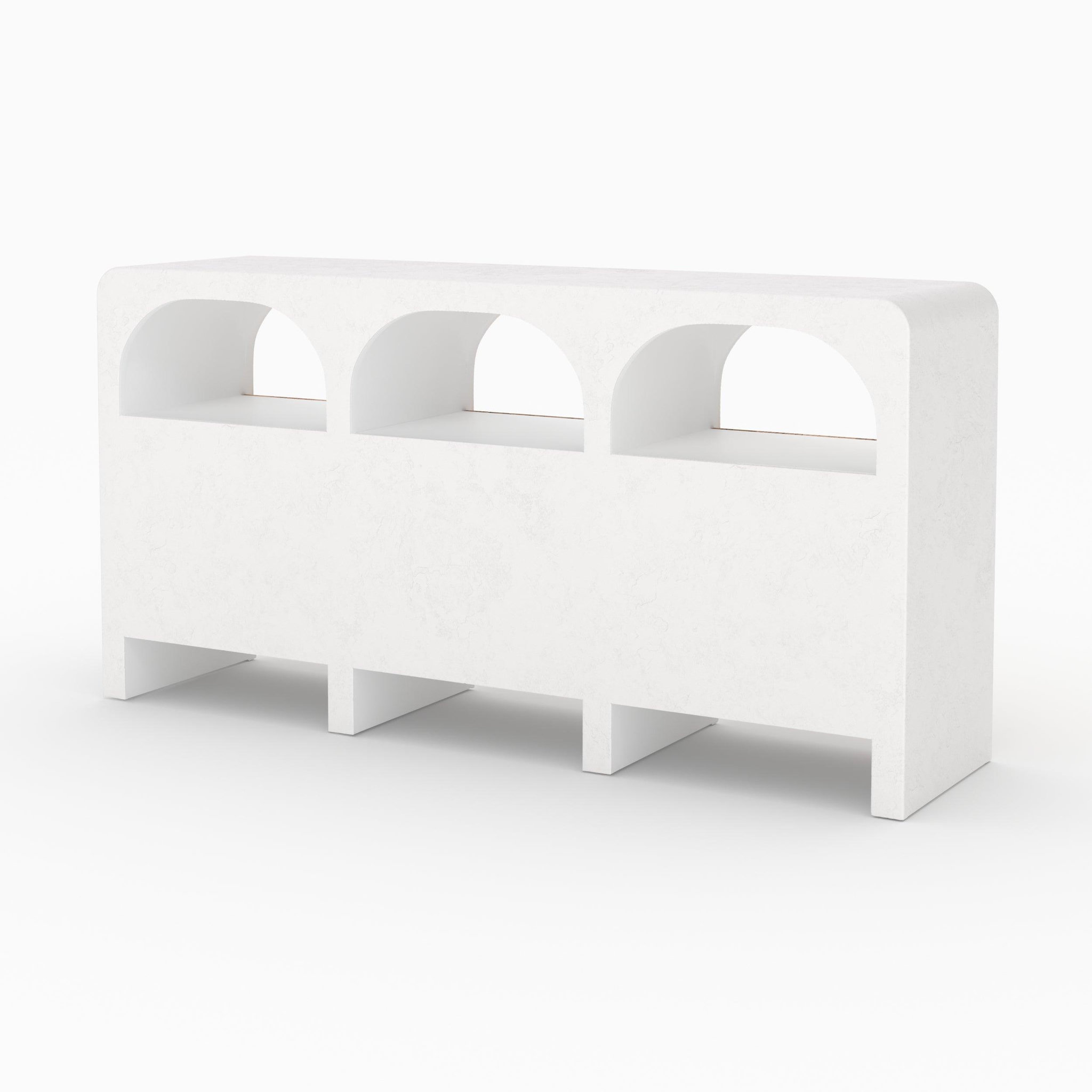 Voir la diapositive 6 : MAISON PAVANE Buffet en plâtre blanc cassé et bois d'acacia-fira