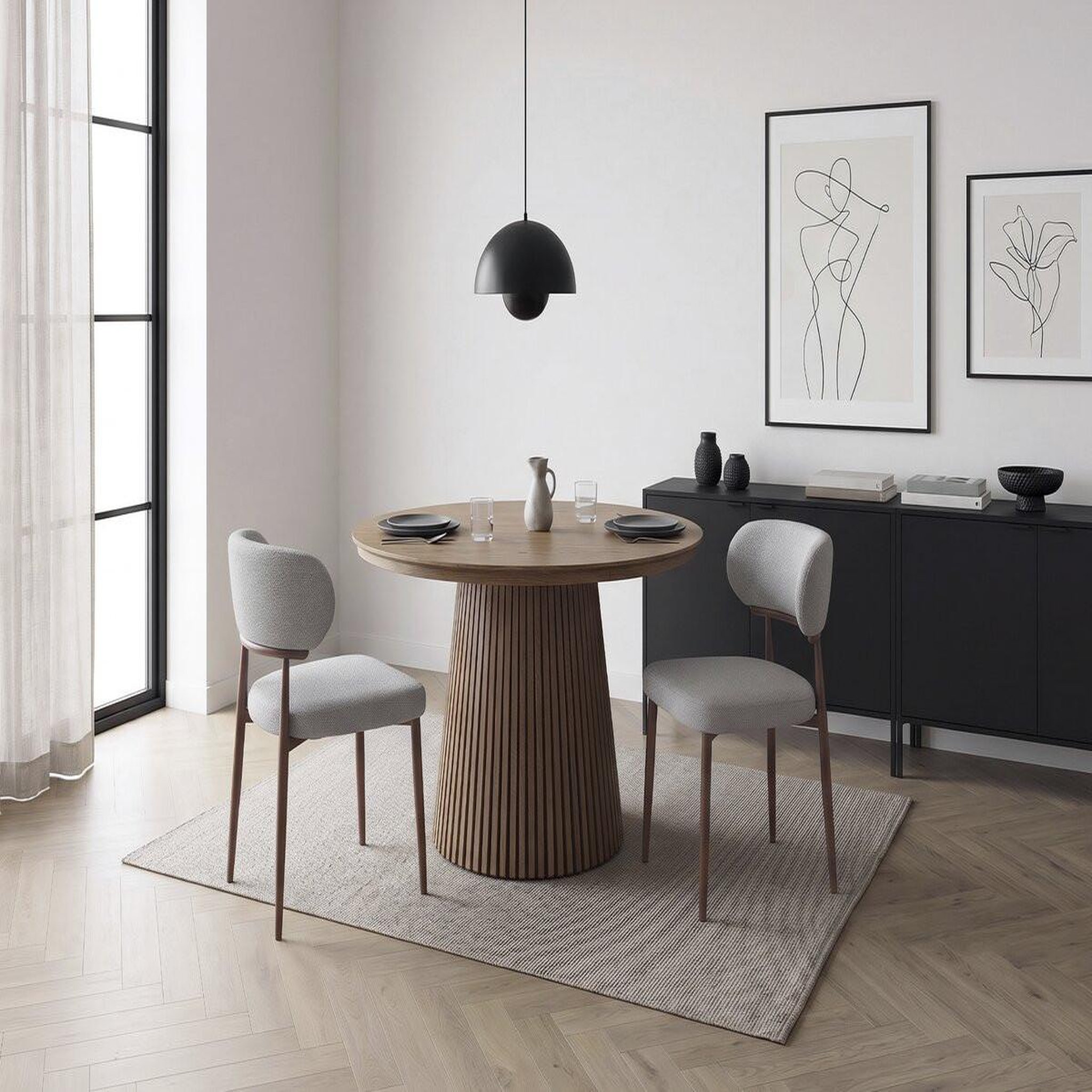 Voir la diapositive 2 : Habitat et Jardin Lot de 2 chaises de salle à manger imitation bois  elora  - gris clair