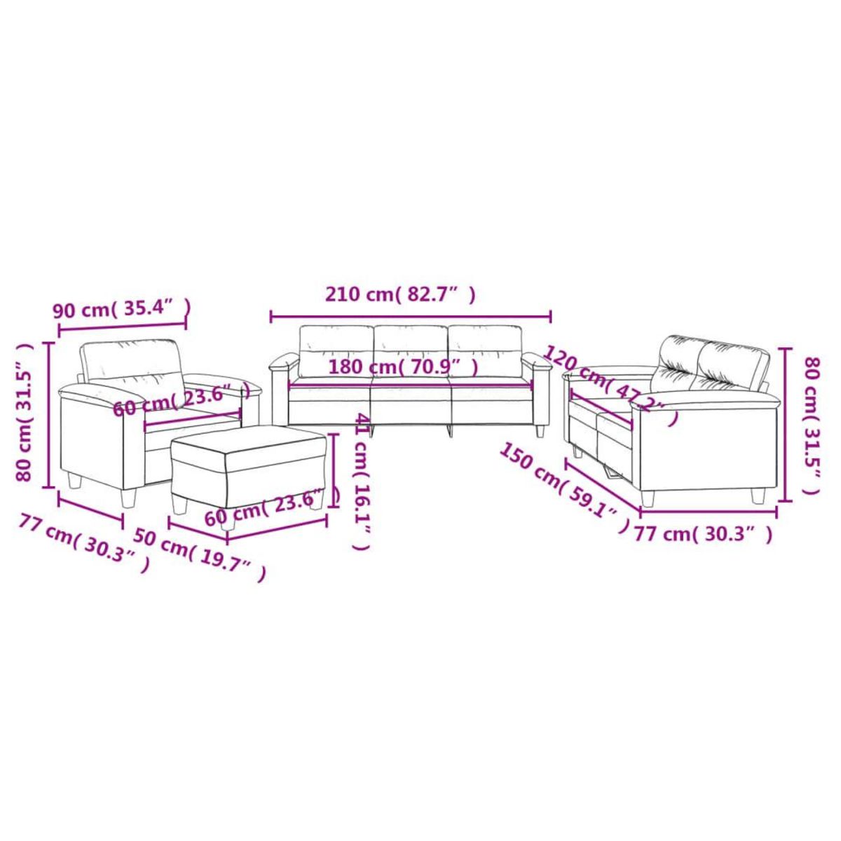 VIDAXL Ensemble de canapes 4 pcs avec coussins beige tissu microfibre