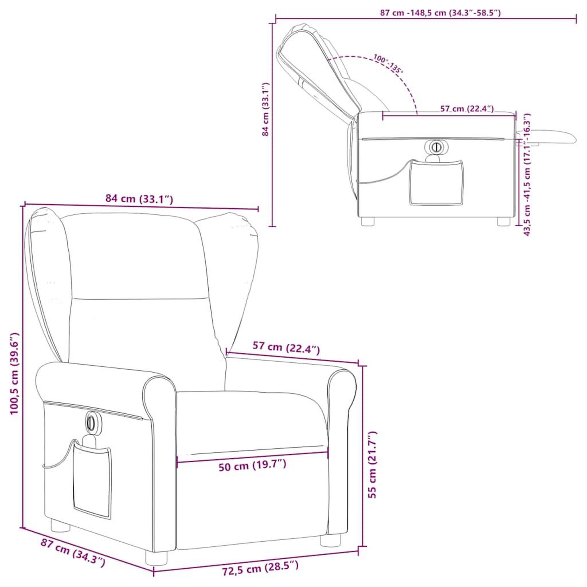 Voir la diapositive 6 : VIDAXL Fauteuil de massage inclinable electrique gris clair tissu