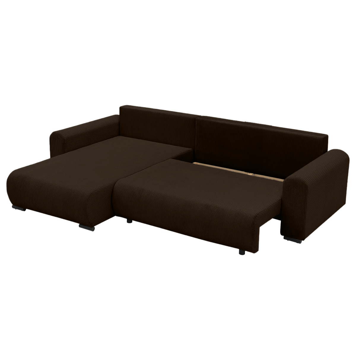 BEST MOBILIER Rosalie - canapé d'angle réversible 4 places convertible avec coffre en velours côtelé