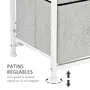 HOMCOM Chiffonnier meuble de rangement dim. 45L x 30l x 92H cm 4 tiroirs non-tissés gris structure métal blanc plateau MDF bois clair