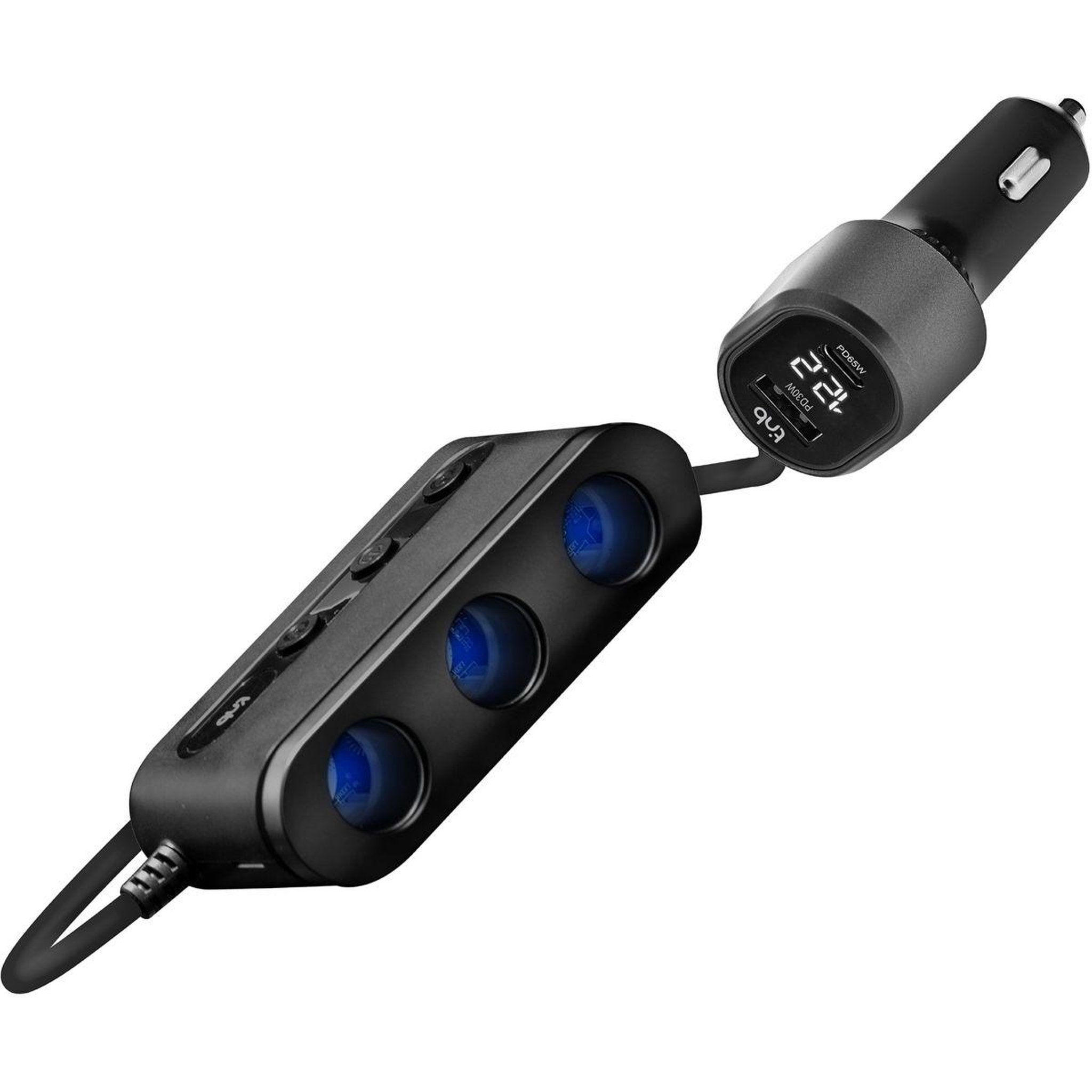 Voir la diapositive 2 : TNB Chargeur allume cigare station de charge 65w 7 en 1  usb-c noir
