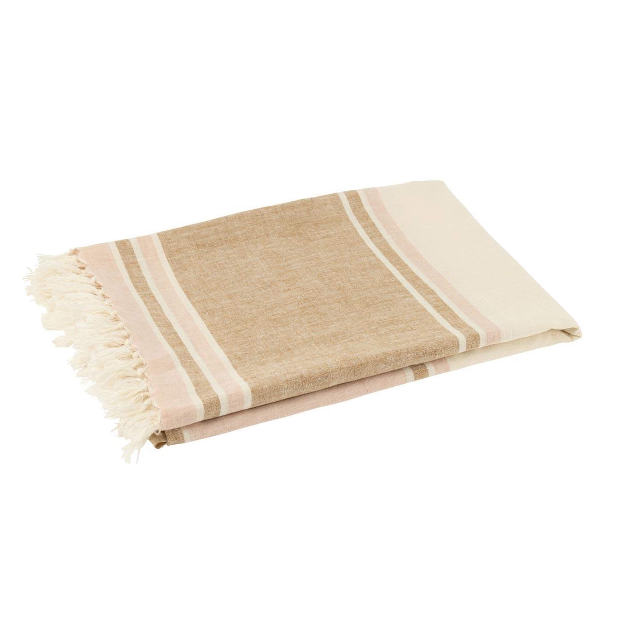 J-LINE Plaid en lin  rayures  130x180cm multicolore