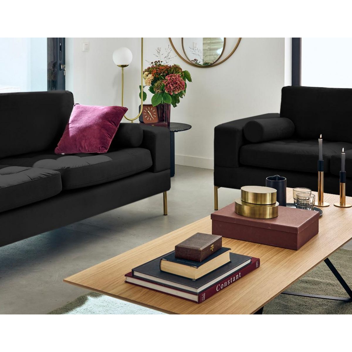 LISA DESIGN Isaure - canapé droit 3 places en velours