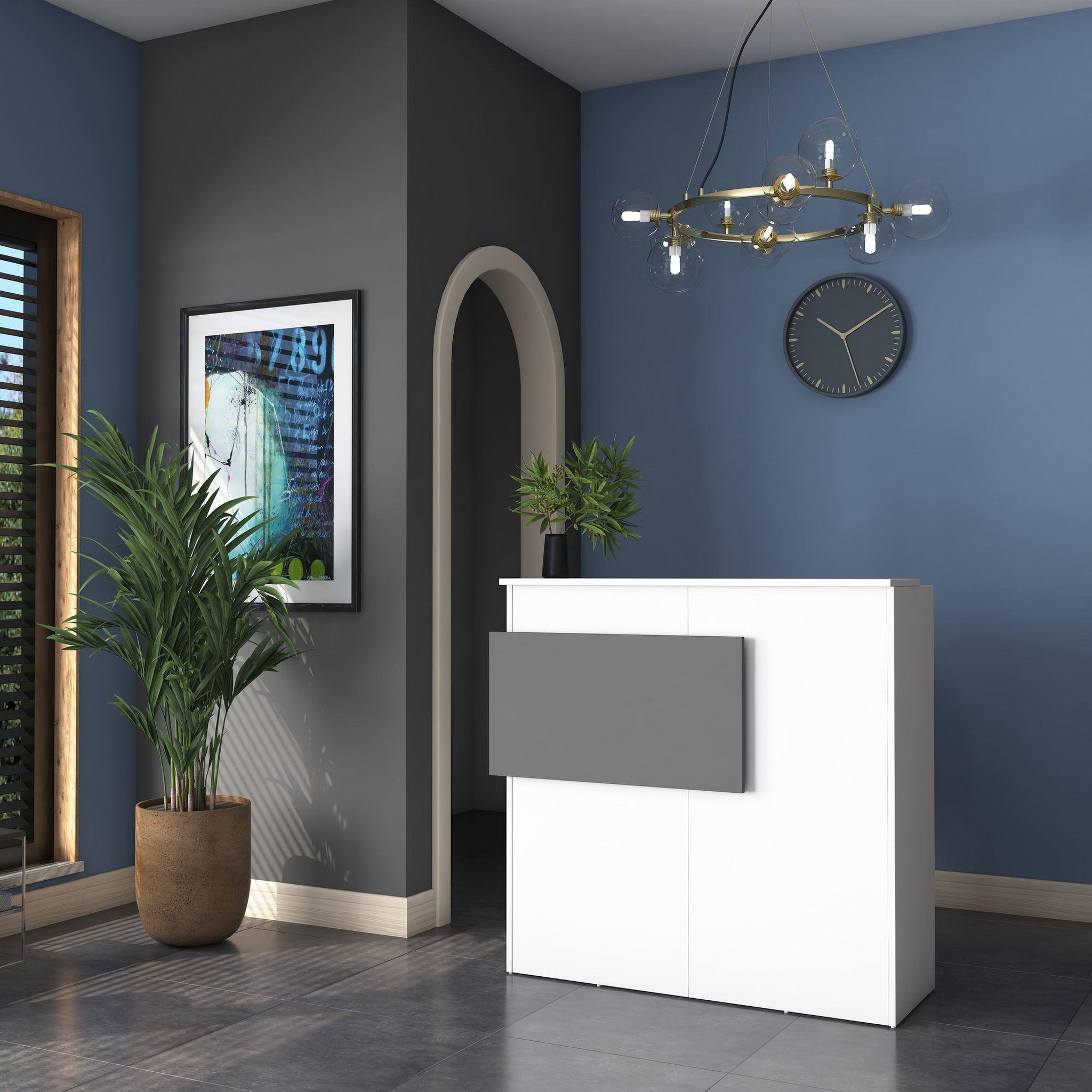 Voir la diapositive 2 : Habitat et Jardin Table de réception en bois  Mona  - 110 x 40 x 110 cm - Blanc