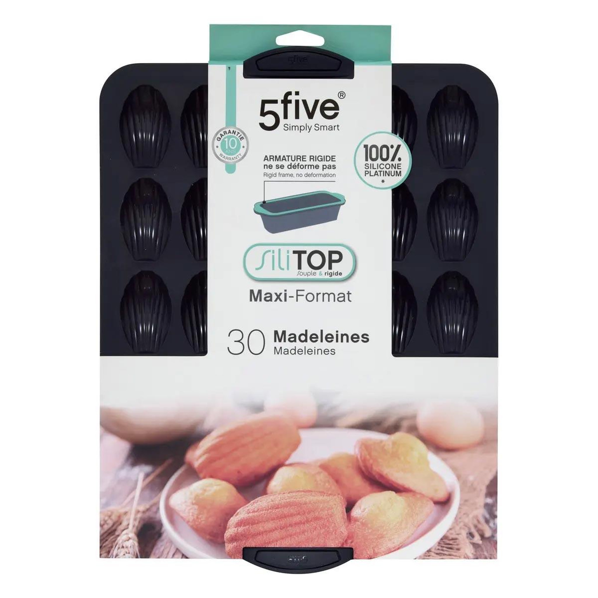 Voir la diapositive 3 : FIVE Moule 30 madeleines silicone  silitop  40cm gris