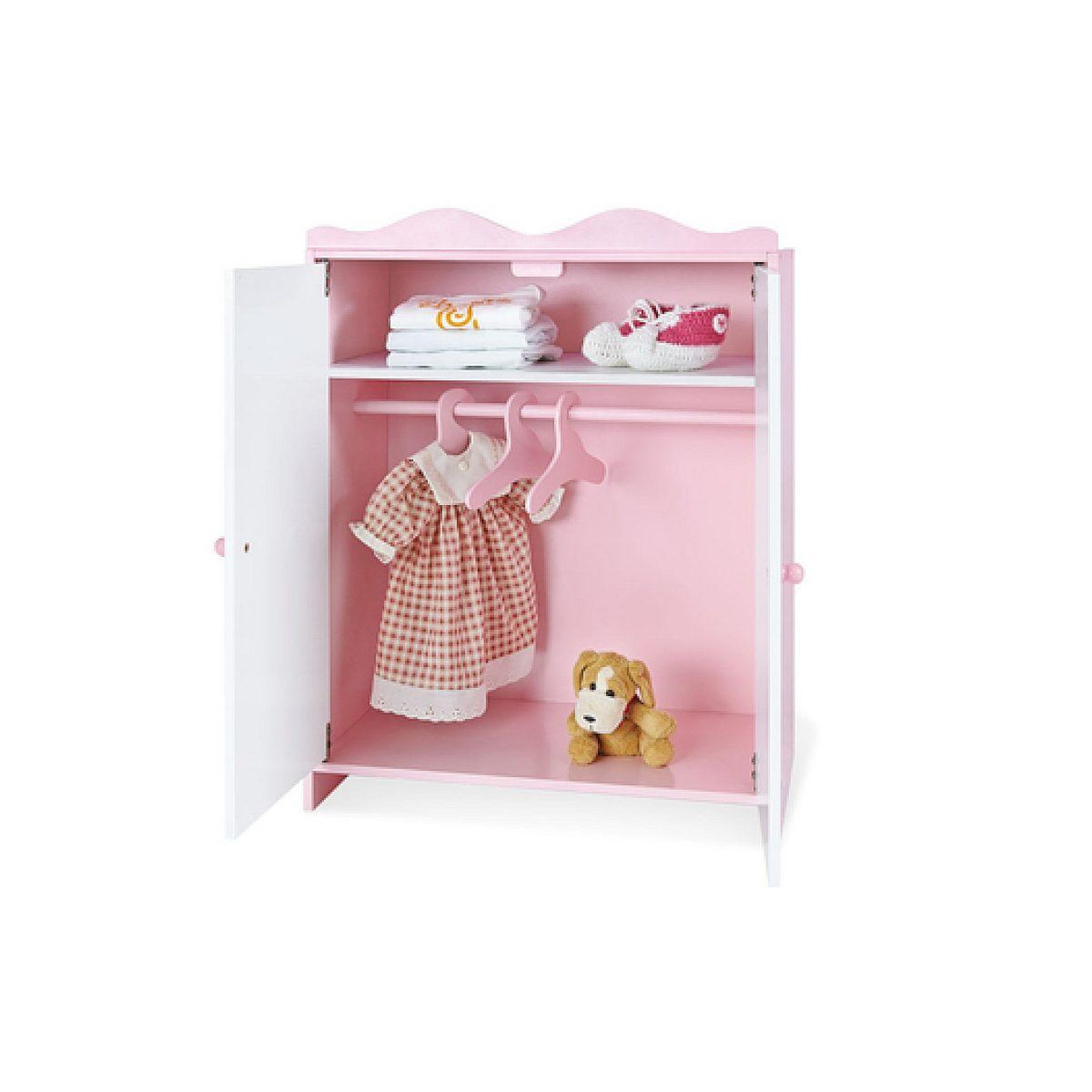 Voir la diapositive 2 : Pinolino Armoire de poupée jasmin laqué  mdf rose et laqué blanc