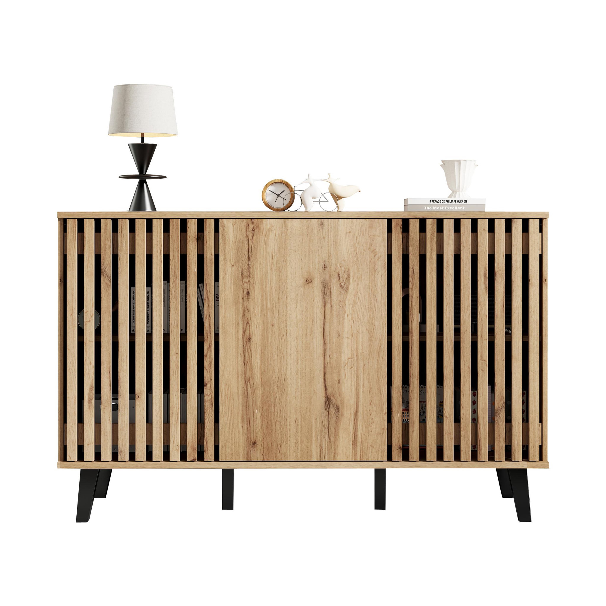 MERAX Buffet 3 porte(s) 0 tiroir(s) - 150 cm naturel panneaux de particules