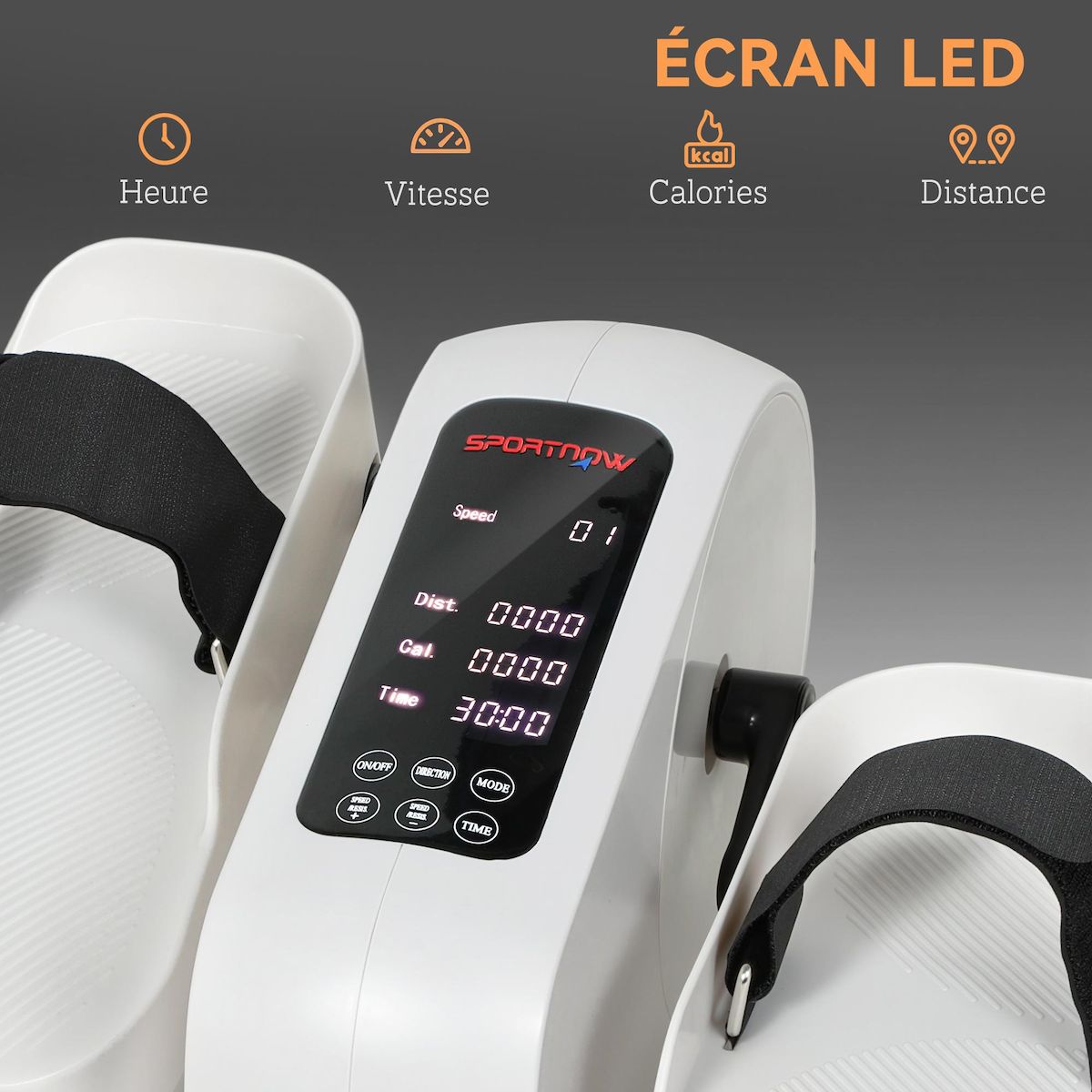 HOMCOM Mini vélo elliptique électrique - résistance réglable, compteur LCD - télécommande - noir blanc