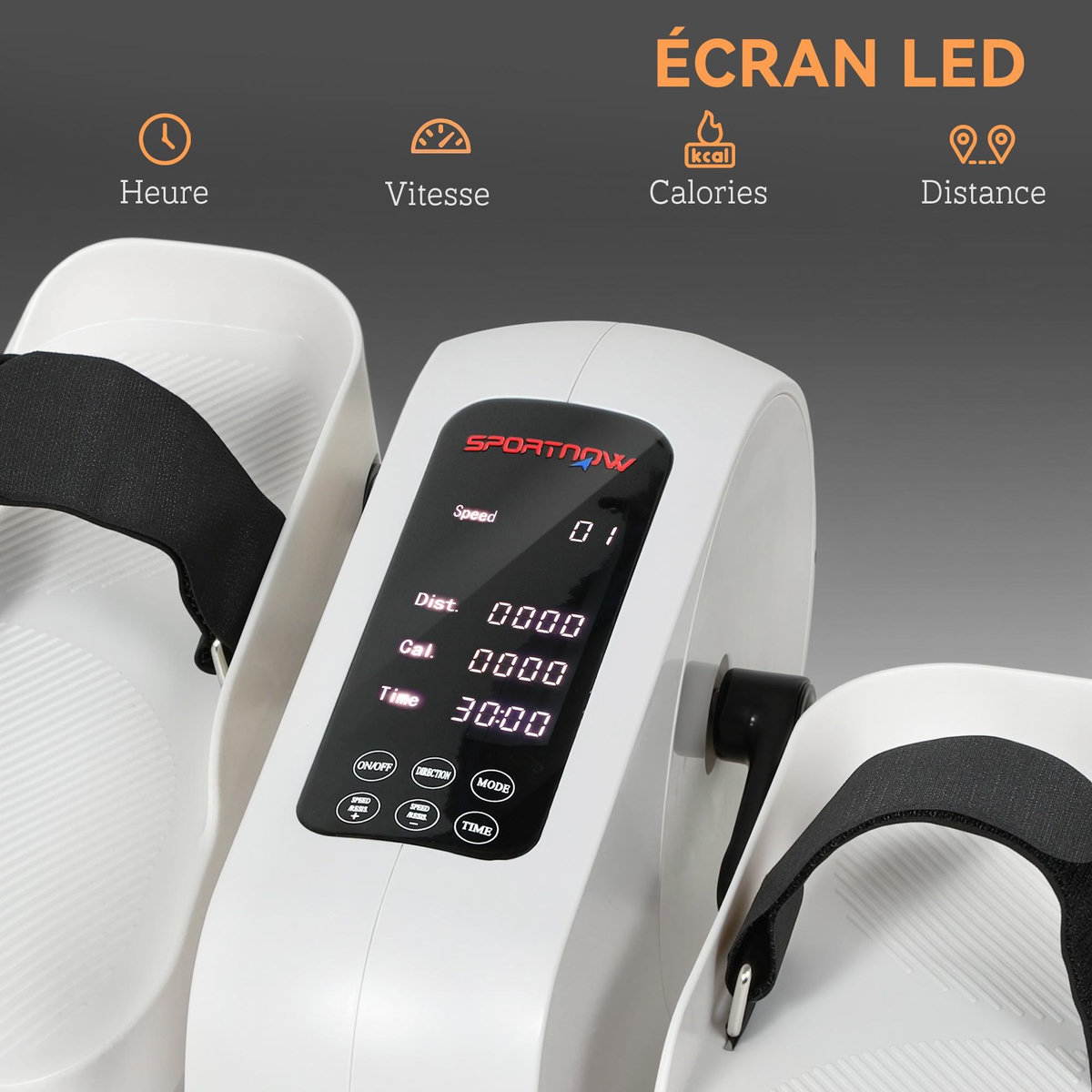 HOMCOM Mini vélo elliptique électrique - résistance réglable, compteur LCD - télécommande - noir blanc