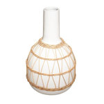ATMOSPHERA Vase Design en Céramique  Rotin  28cm Blanc