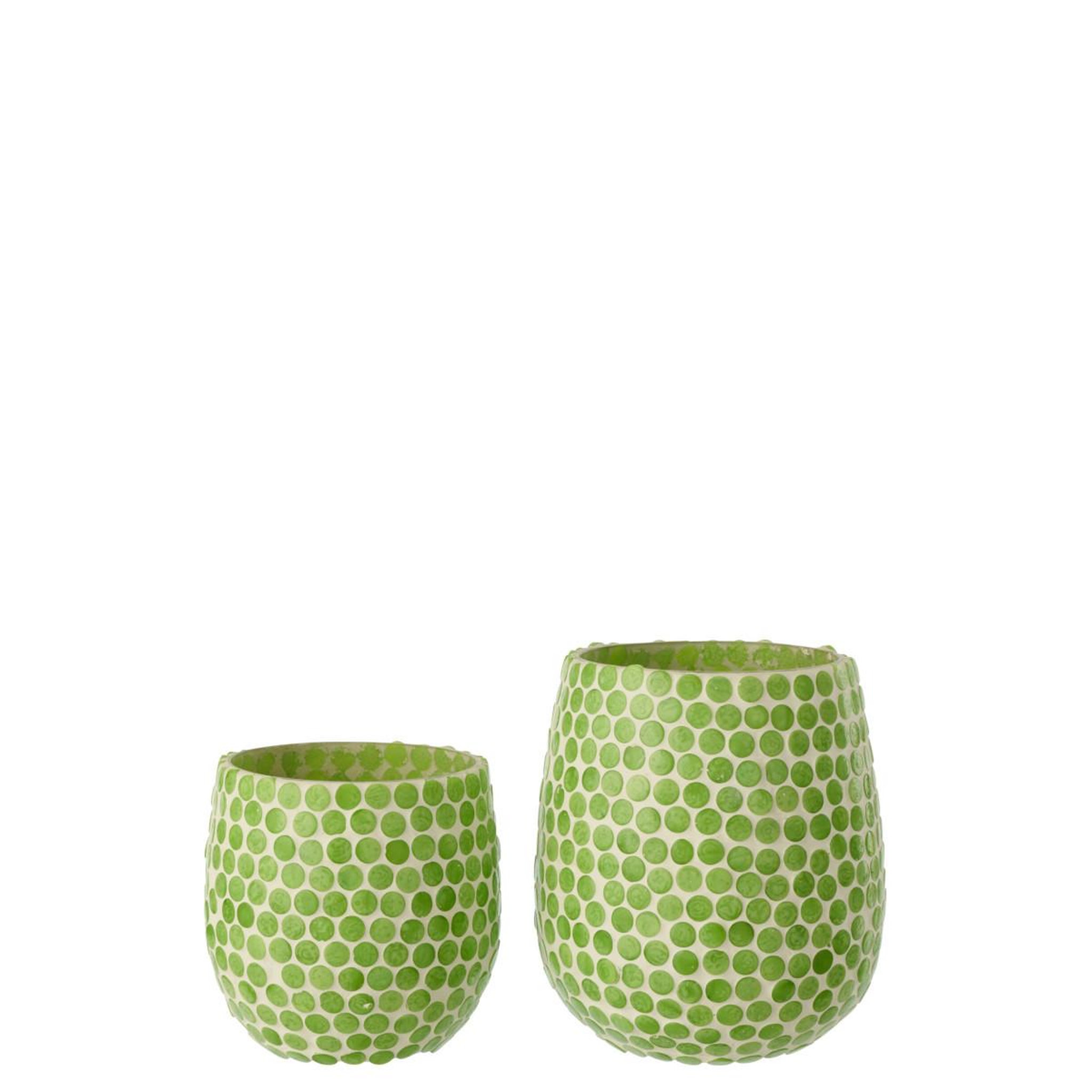 Voir la diapositive 4 : J-LINE Photophore mosaïque en verre  burl  12cm vert