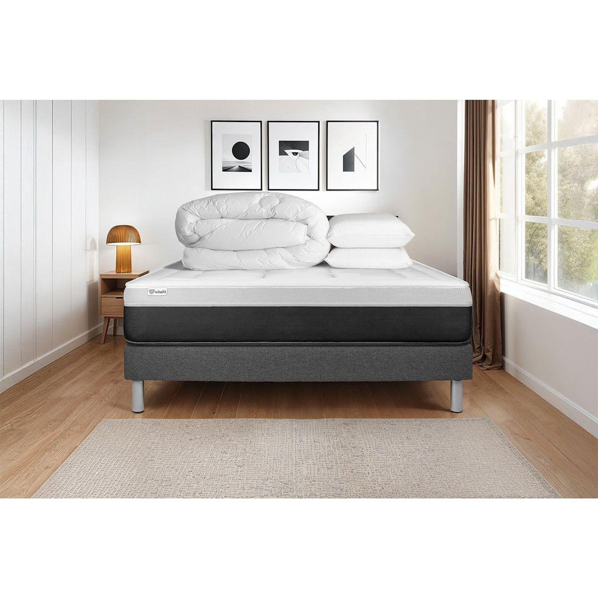 VITALIT Pack prêt à dormir VITAL FORM 180 x 200 cm sommier Kit gris