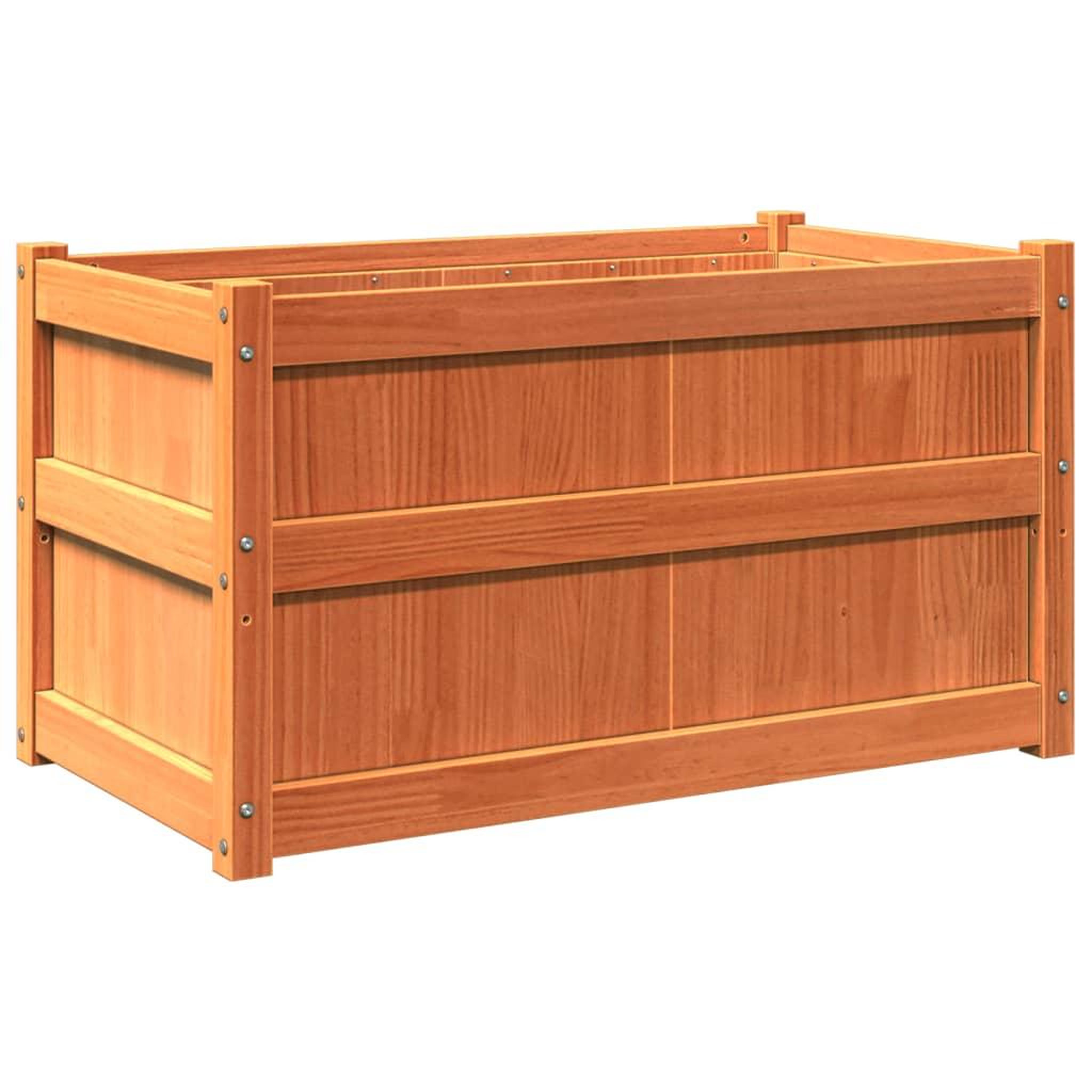 Voir la diapositive 2 : VIDAXL Jardiniere cire marron 90x50x50 cm bois de pin massif