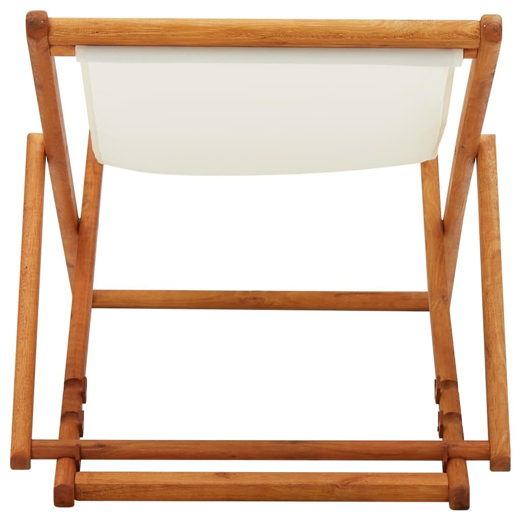 Voir la diapositive 5 : VIDAXL Chaise pliable de plage bois d'eucalyptus et tissu blanc creme