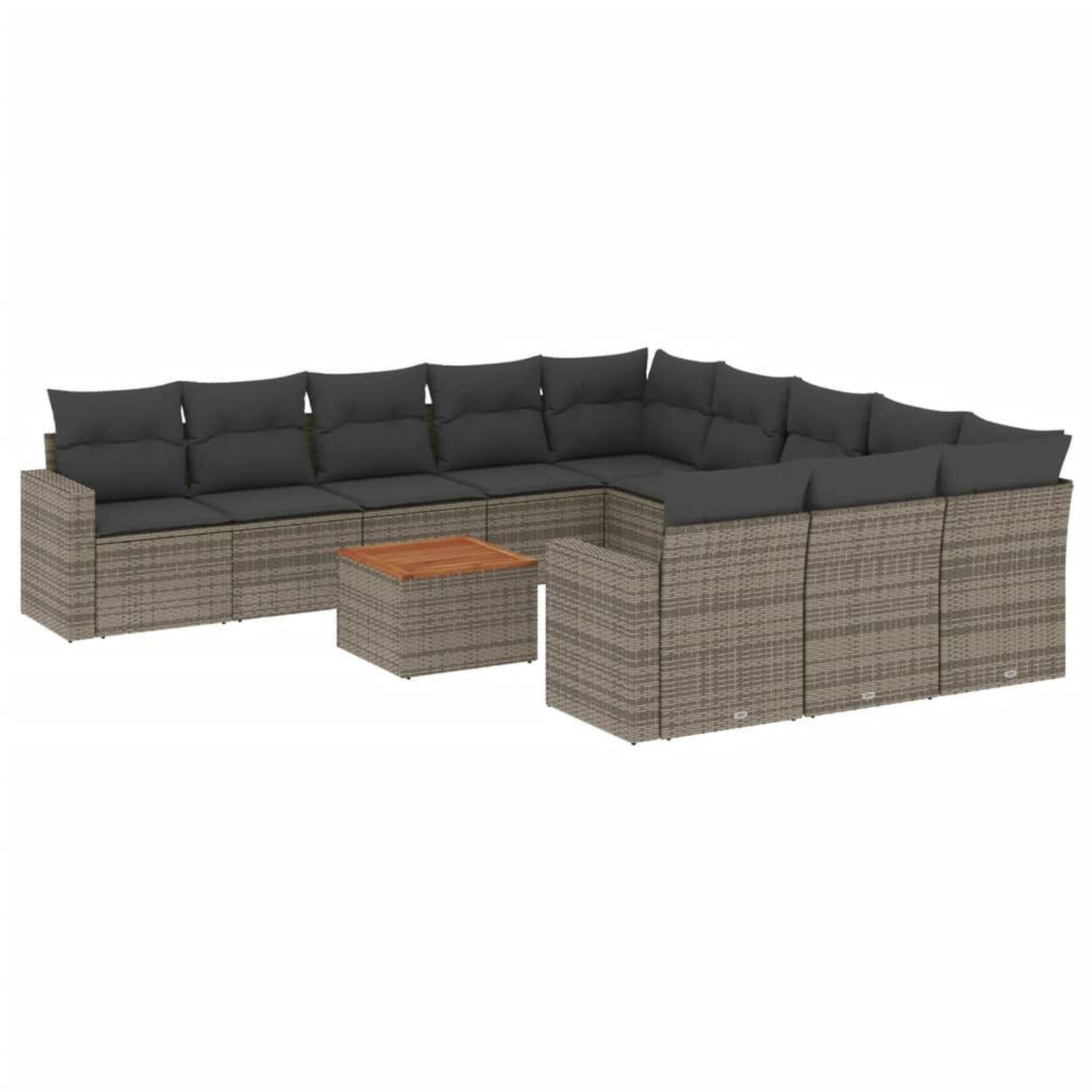 Voir la diapositive 2 : VIDAXL Salon de jardin avec coussins 12 pcs gris resine tressee