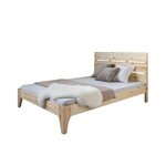 HomeStyle4U Lit double 140x200  en pin naturel bois massif