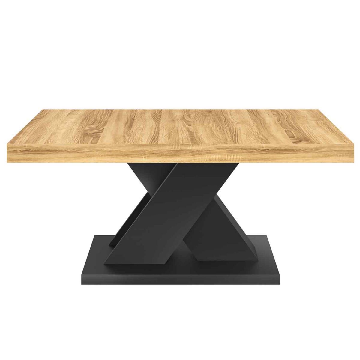 ID MARKET Table basse ALICIA plateau bois et pied X noir