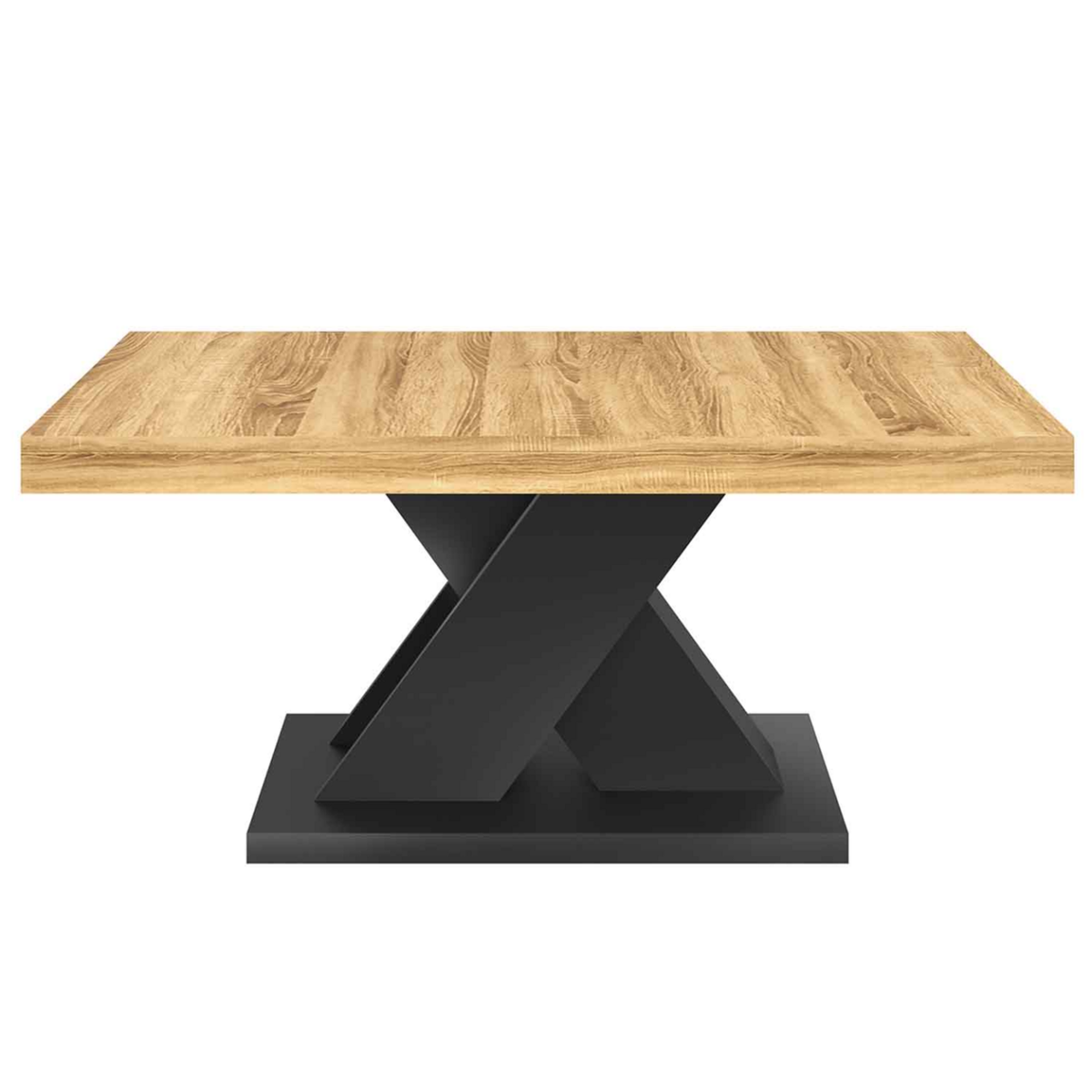ID MARKET Table basse ALICIA plateau bois et pied X noir