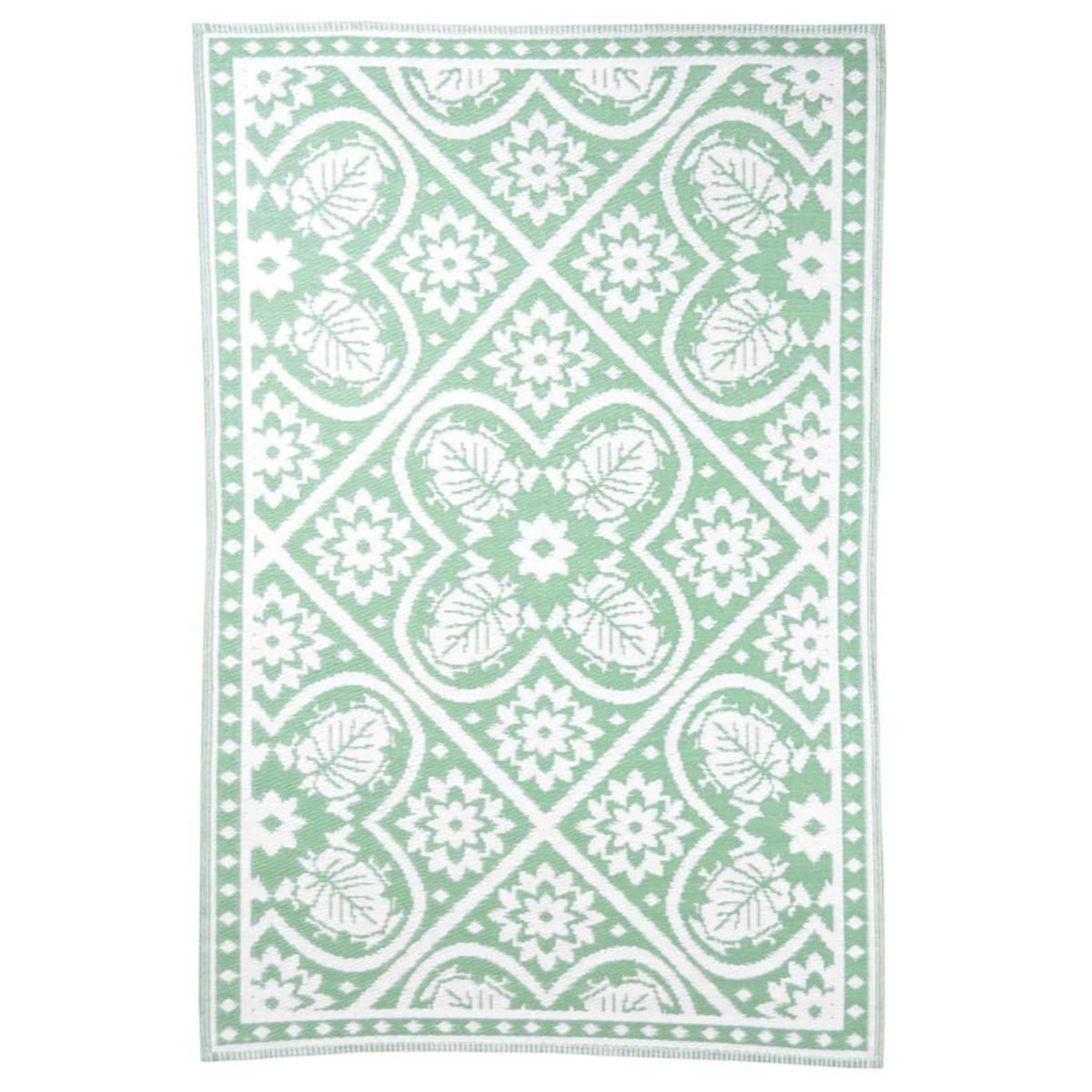 ESSCHERT DESIGN Esschert Design Tapis d'exterieur 182x122 cm Tuiles Vert et blanc