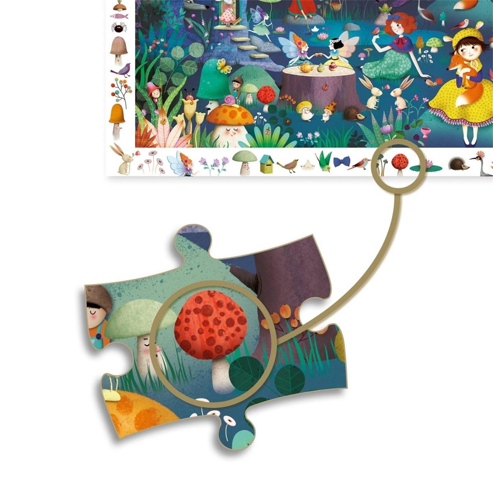 Voir la diapositive 2 : Djeco Puzzle d observation la foret enchantee 100 pieces