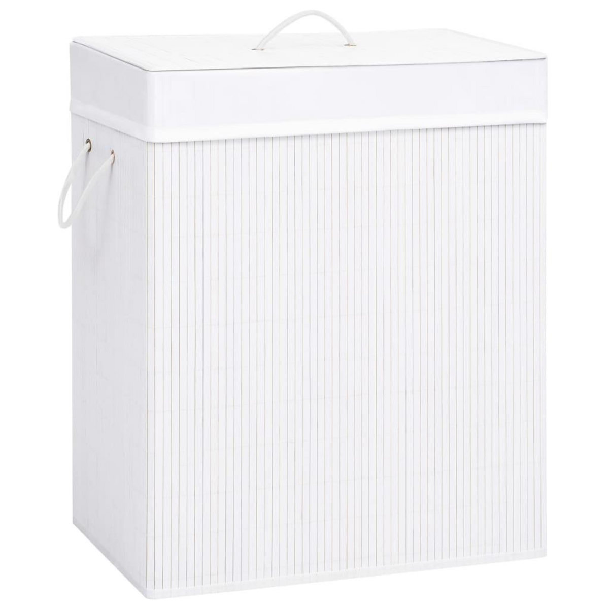 VIDAXL Panier a linge avec 2 sections bambou blanc 100 L