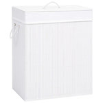 VIDAXL Panier a linge avec 2 sections bambou blanc 100 L