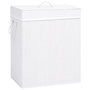 Voir la diapositive 1 : VIDAXL Panier a linge avec 2 sections bambou blanc 100 L