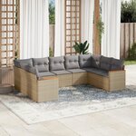 VIDAXL Salon de jardin avec coussins 9pcs melange beige resine tressee