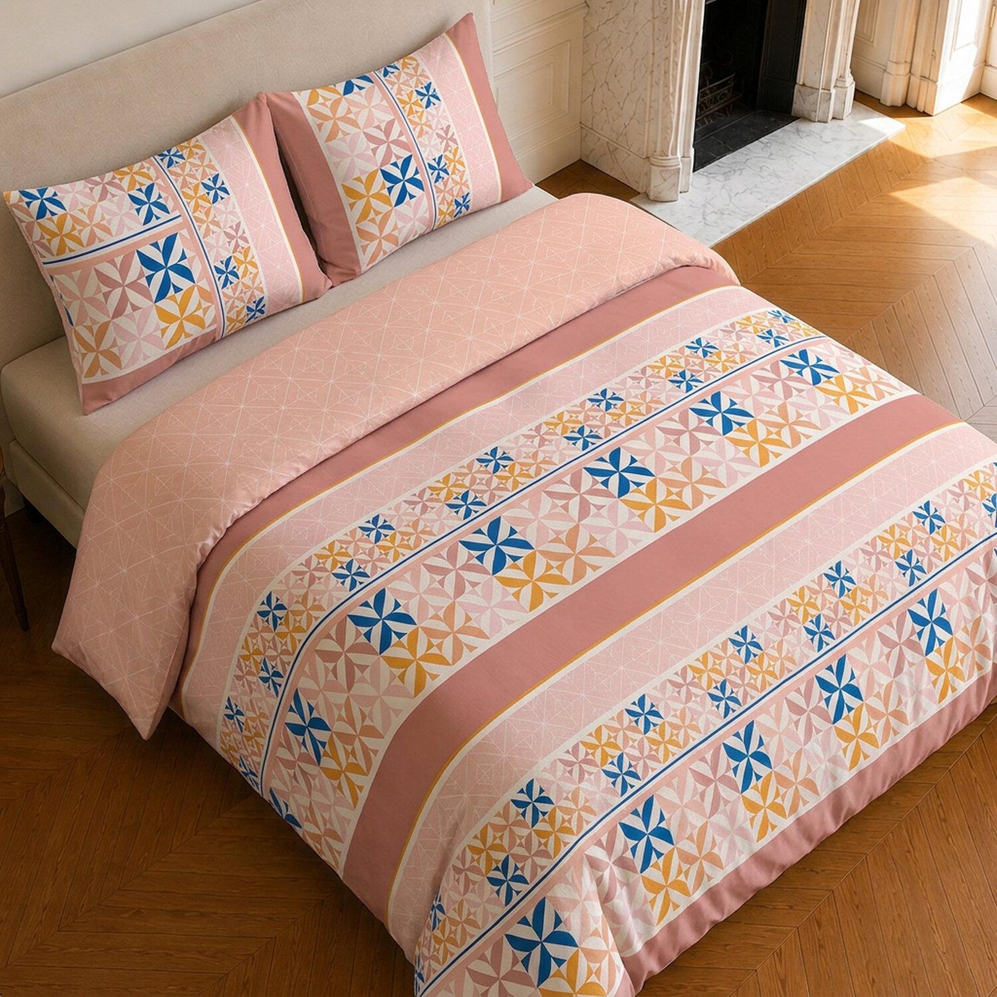 Voir la diapositive 4 : Home collection Parure housse de couette imprimée 100% microfibre - blueberry - 220x240 cm