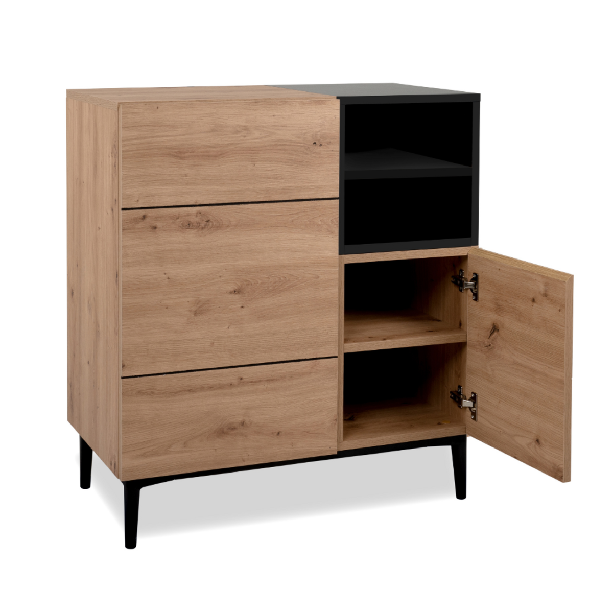 CONCEPT USINE Buffet bois et noir 80cm NOVI