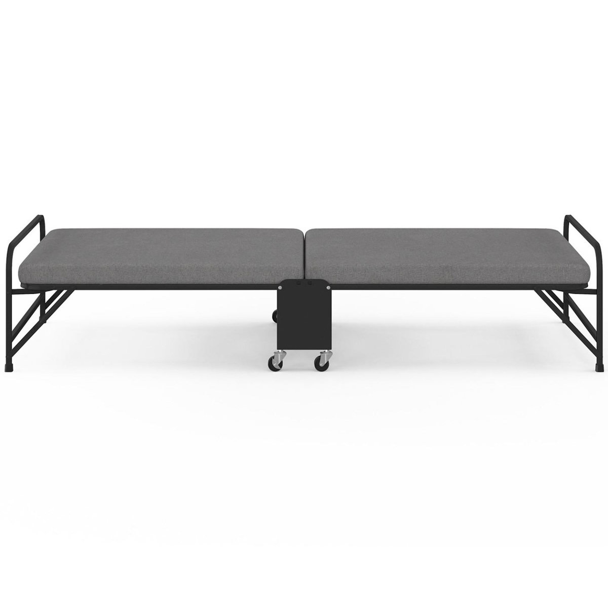 ID MARKET Lit d'appoint pliant 1 personne en métal ZAK avec sommier et matelas 70x190 cm gris et noir